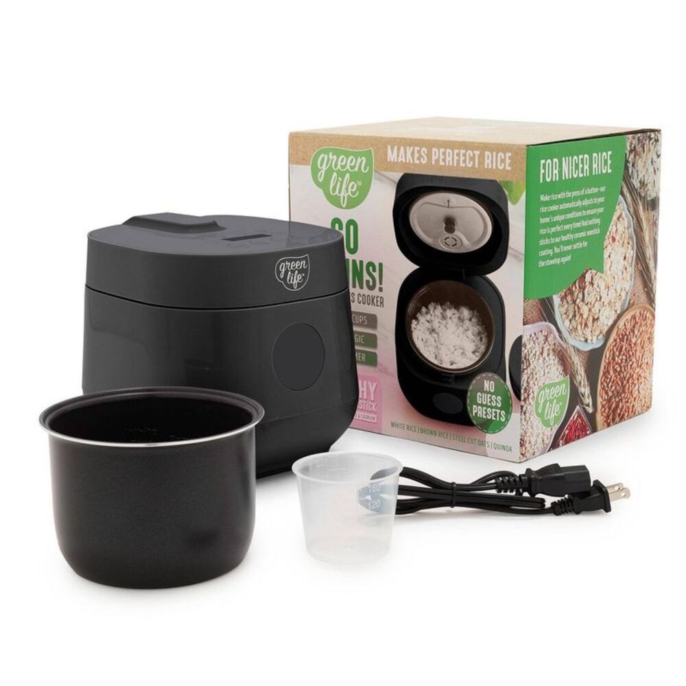 GreenLife -  4 Cup Rice and Grains Cooker Black Black